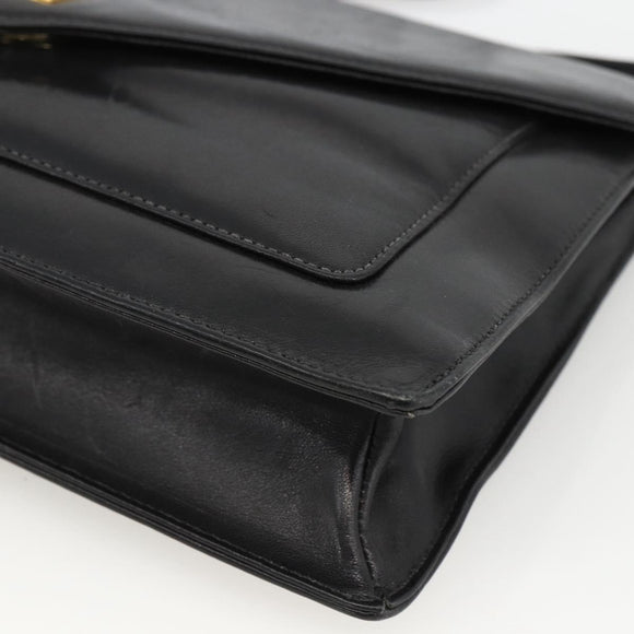 GIVENCHY Shoulder Bag Leather Black Gold Auth bs33713