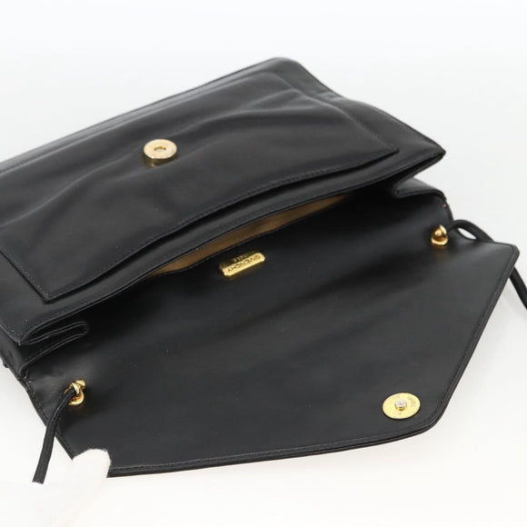 GIVENCHY Shoulder Bag Leather Black Gold Auth bs33713