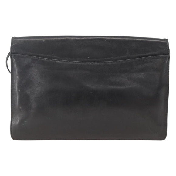 GIVENCHY Shoulder Bag Leather Black Gold Auth bs33713