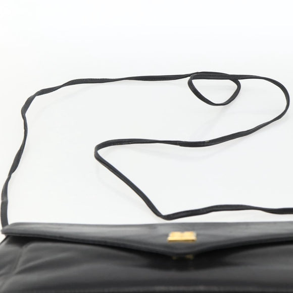 GIVENCHY Shoulder Bag Leather Black Gold Auth bs33713