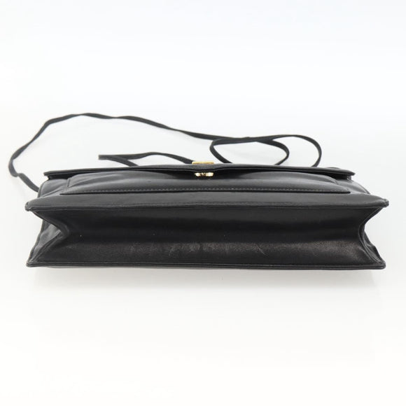 GIVENCHY Shoulder Bag Leather Black Gold Auth bs33713