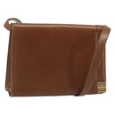 GIVENCHY Shoulder Bag Leather Brown Gold Auth bs33714-1