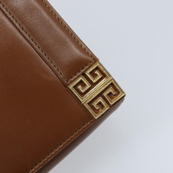 GIVENCHY Shoulder Bag Leather Brown Gold Auth bs33714