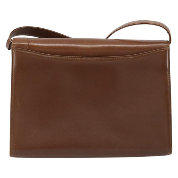 GIVENCHY Shoulder Bag Leather Brown Gold Auth bs33714