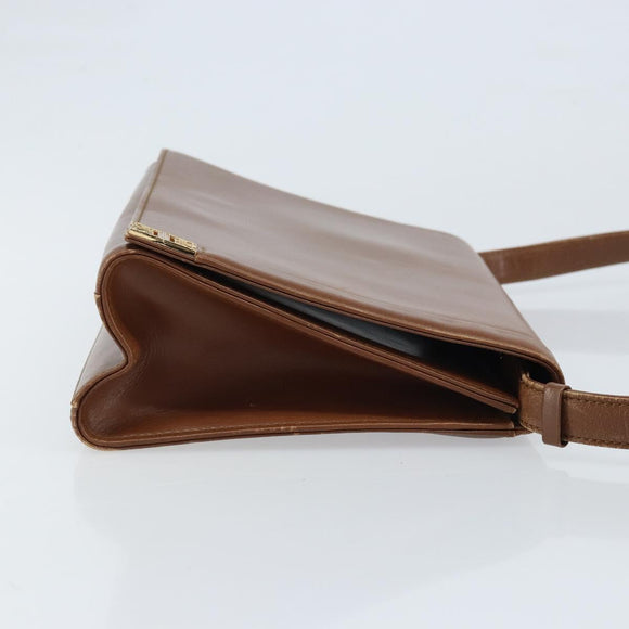 GIVENCHY Shoulder Bag Leather Brown Gold Auth bs33714