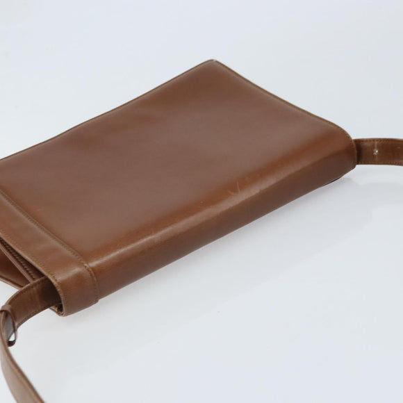 GIVENCHY Shoulder Bag Leather Brown Gold Auth bs33714