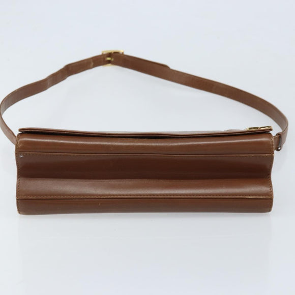 GIVENCHY Shoulder Bag Leather Brown Gold Auth bs33714