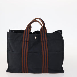 HERMES Fourre Tout Hand Bag Canvas 2 Set Gray Navy Auth bs33715 - 0
