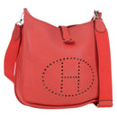 HERMES Evelyn GM Shoulder Bag Leather Pink Silver Auth bs33716V-1