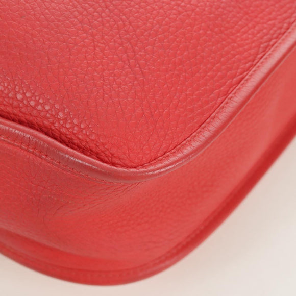 HERMES Evelyn GM Shoulder Bag Leather Pink Silver Auth bs33716V