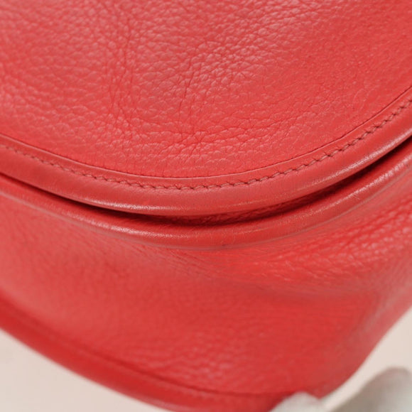 HERMES Evelyn GM Shoulder Bag Leather Pink Silver Auth bs33716V