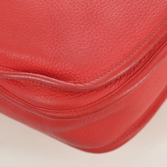 HERMES Evelyn GM Shoulder Bag Leather Pink Silver Auth bs33716V