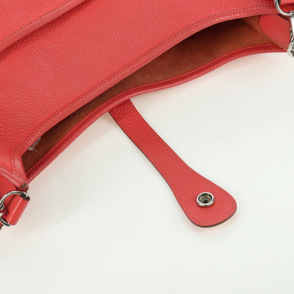 HERMES Evelyn GM Shoulder Bag Leather Pink Silver Auth bs33716V