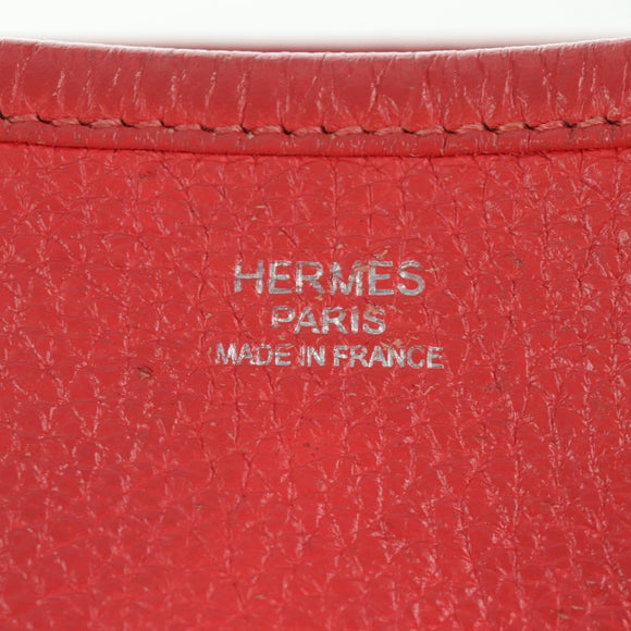 HERMES Evelyn GM Shoulder Bag Leather Pink Silver Auth bs33716V