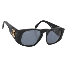 CHANEL Sunglasses plastic Black CC Auth bs33718