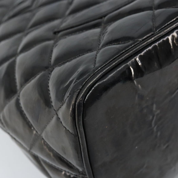 CHANEL Matelasse Reprint Tote Bag Patent leather Black CC Auth bs33721