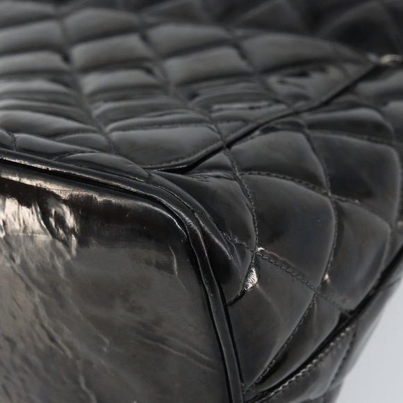 CHANEL Matelasse Reprint Tote Bag Patent leather Black CC Auth bs33721