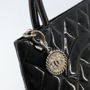 CHANEL Matelasse Reprint Tote Bag Patent leather Black CC Auth bs33721-10