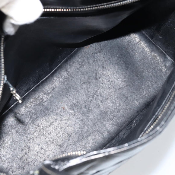 CHANEL Matelasse Reprint Tote Bag Patent leather Black CC Auth bs33721