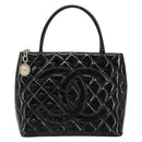 CHANEL Matelasse Reprint Tote Bag Patent leather Black CC Auth bs33721-13