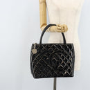 CHANEL Matelasse Reprint Tote Bag Patent leather Black CC Auth bs33721-24