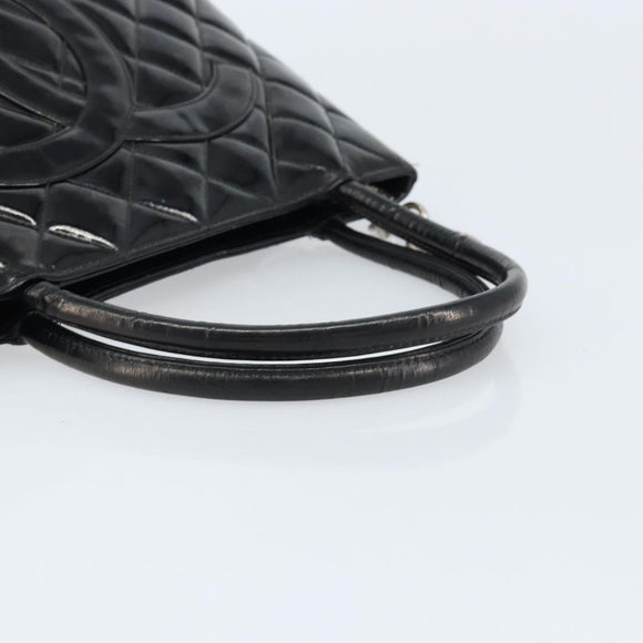 CHANEL Matelasse Reprint Tote Bag Patent leather Black CC Auth bs33721