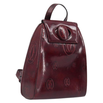 CARTIER Backpack Patent leather Red Gold Auth bs33722