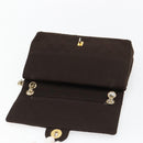 CHANEL Matelasse Chain Shoulder Bag Cotton Brown Gold CC Auth bs33723-19