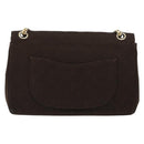 CHANEL Matelasse Chain Shoulder Bag Cotton Brown Gold CC Auth bs33723-2