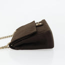 CHANEL Matelasse Chain Shoulder Bag Cotton Brown Gold CC Auth bs33723-4