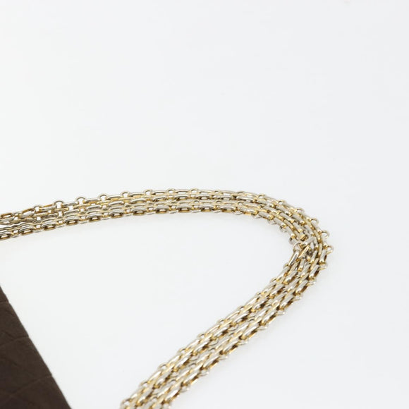 CHANEL Matelasse Chain Shoulder Bag Cotton Brown Gold CC Auth bs33723