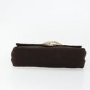 CHANEL Matelasse Chain Shoulder Bag Cotton Brown Gold CC Auth bs33723-5