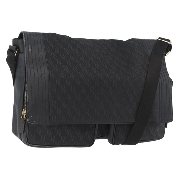 BOTTEGA VENETA Umhängetasche Canvas Schwarz Gold Auth bs33726