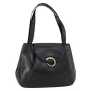 CARTIER Tote Tas Leer Zwart Goud Auth bs33730-1