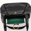 CARTIER Tote Tas Leer Zwart Goud Auth bs33730-15