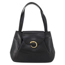 CARTIER Tote Tas Leer Zwart Goud Auth bs33730-2