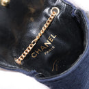 CHANEL Chain Pouch Cotton Navy Gold CC Auth bs33731-16
