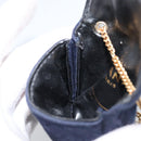 CHANEL Chain Pouch Cotton Navy Gold CC Auth bs33731-19