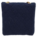 CHANEL Chain Pouch Cotton Navy Gold CC Auth bs33731-3