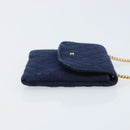 CHANEL Chain Pouch Cotton Navy Gold CC Auth bs33731-4