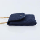 CHANEL Chain Pouch Cotton Navy Gold CC Auth bs33731-5
