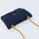 CHANEL Chain Pouch Cotton Navy Gold CC Auth bs33731-6
