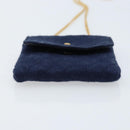 CHANEL Chain Pouch Cotton Navy Gold CC Auth bs33731-9