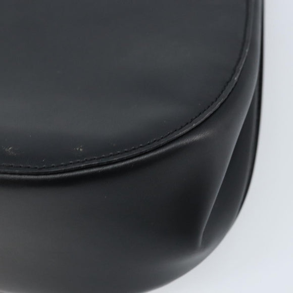 CELINE Shoulder Bag Leather Black Silver Auth bs33732