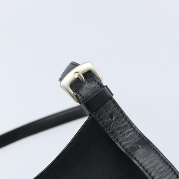 CELINE Shoulder Bag Leather Black Silver Auth bs33732