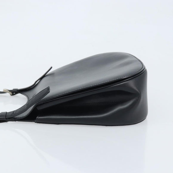 CELINE Shoulder Bag Leather Black Silver Auth bs33732