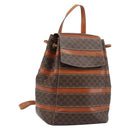 CELINE Macadam Canvas Backpack PVC Leather Brown Gold Auth bs33733-1