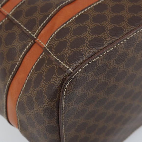 CELINE Macadam Canvas Backpack PVC Leather Brown Gold Auth bs33733