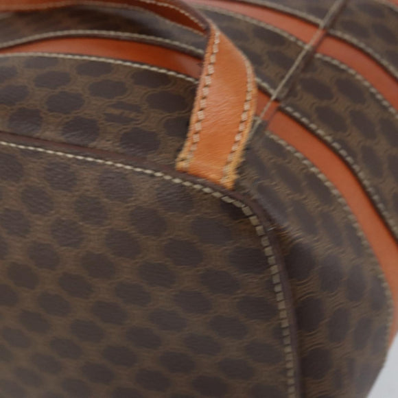CELINE Macadam Canvas Backpack PVC Leather Brown Gold Auth bs33733