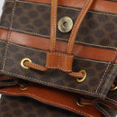 CELINE Macadam Canvas Backpack PVC Leather Brown Gold Auth bs33733-18